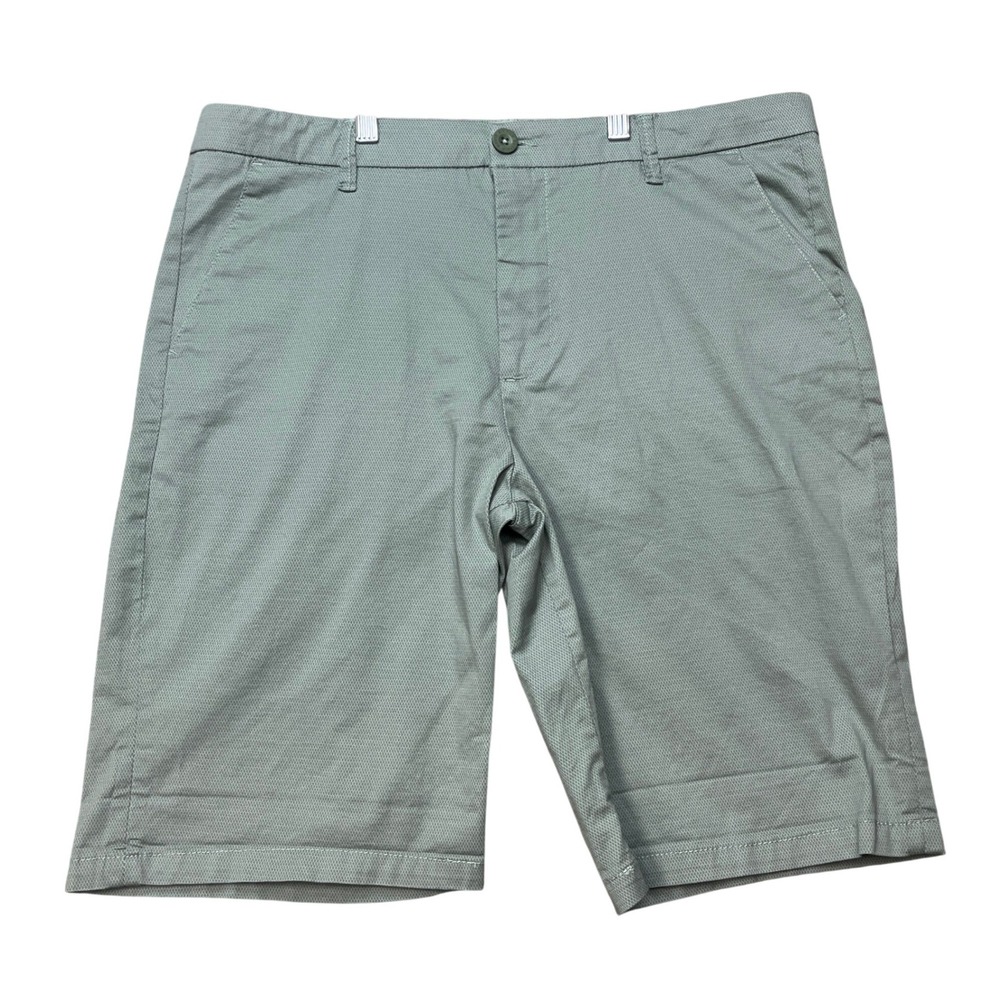 Buffalo David Bitton Chino Shorts Mens 34 Sage Green Cotton Stretch Textured